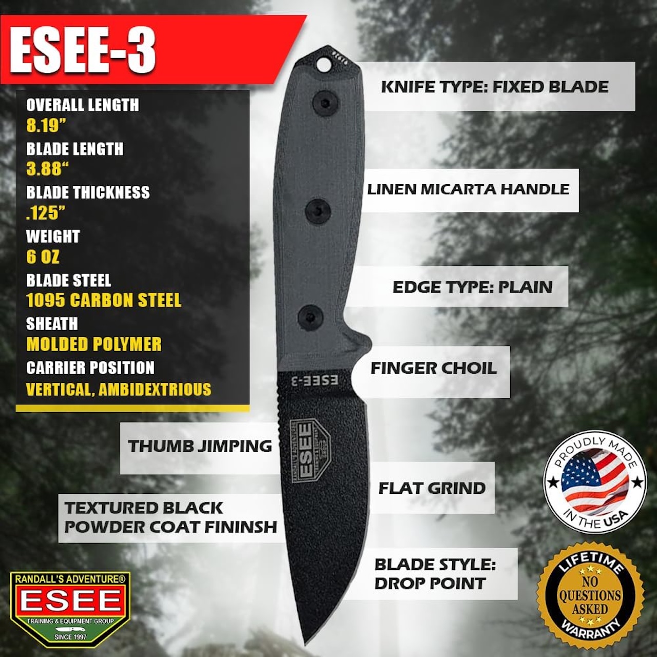 ESEE Knives Model 3P-B Fixed Blade Knife 2