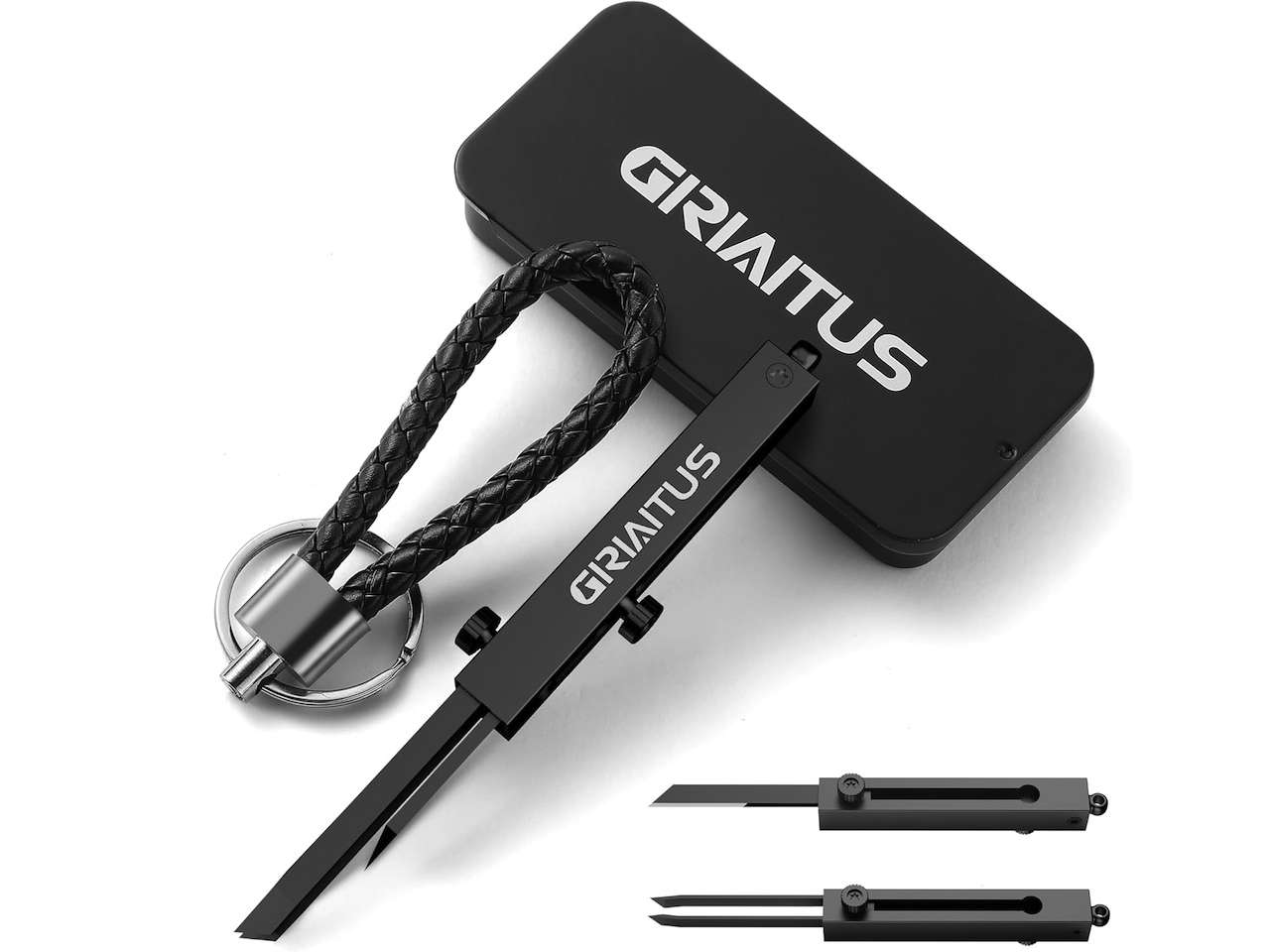GIRIAITUS 2-in-1 EDC Pocket Knife Keychain Tweezers Multitool