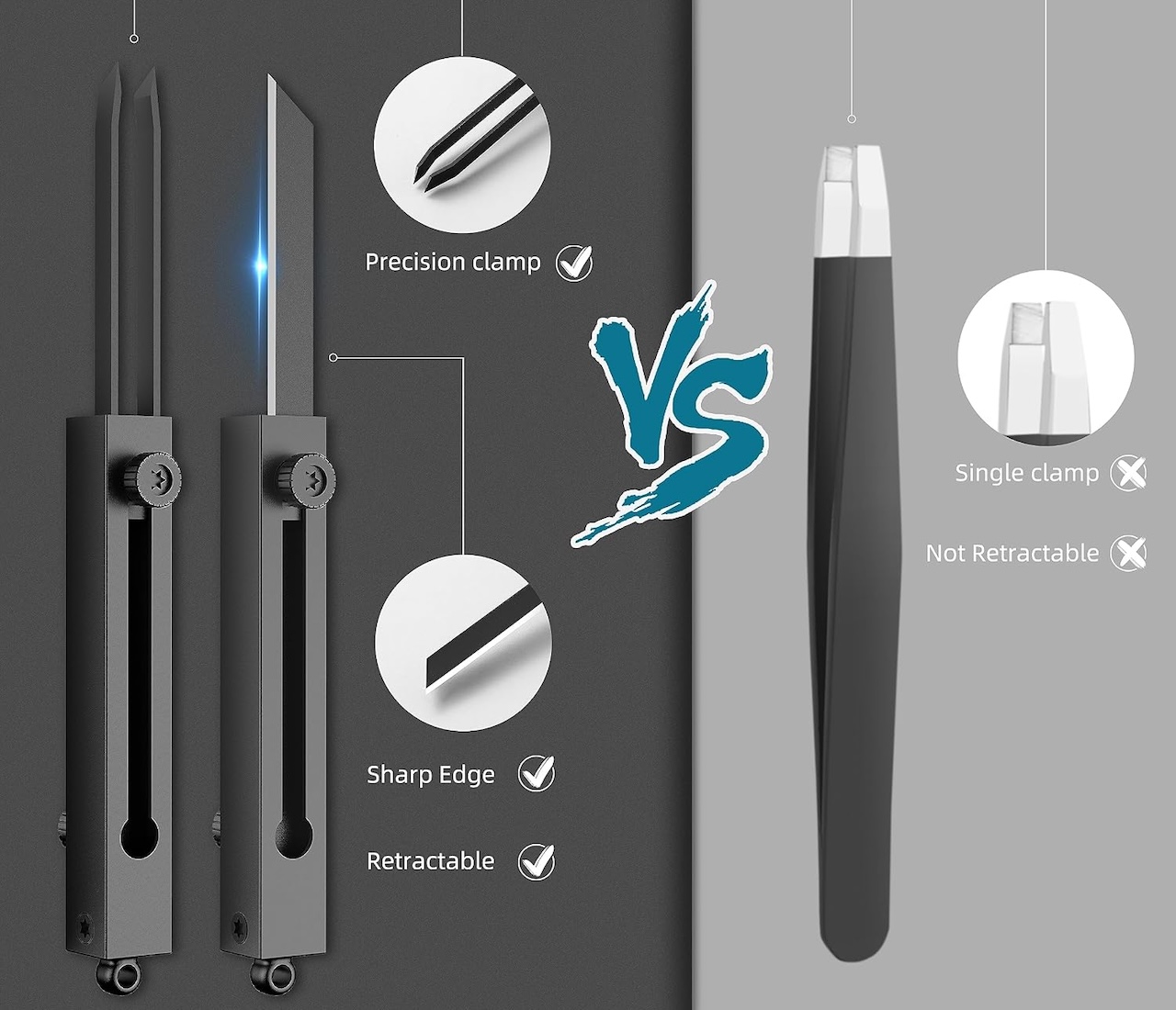 GIRIAITUS 2-in-1 EDC Pocket Knife Keychain Tweezers Multitool