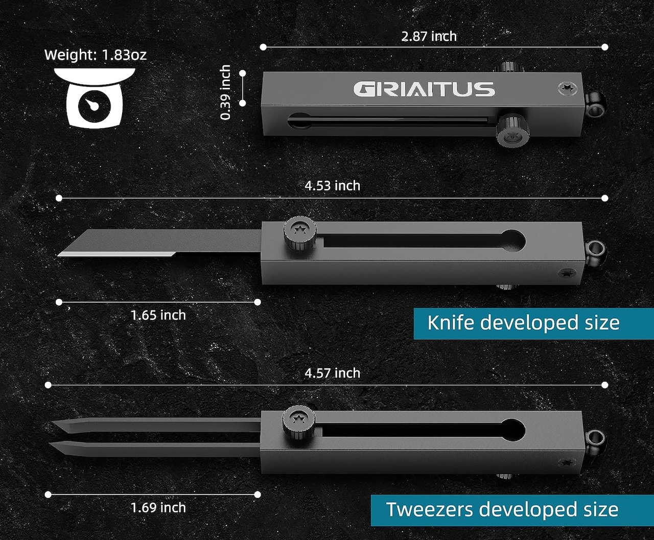 GIRIAITUS 2-in-1 EDC Pocket Knife Keychain Tweezers Multitool