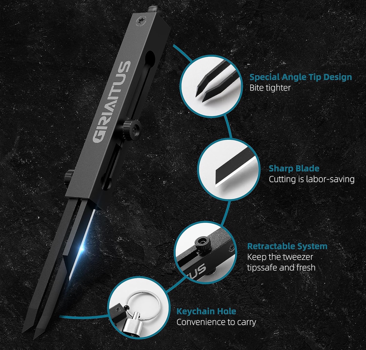 GIRIAITUS 2-in-1 EDC Pocket Knife Keychain Tweezers Multitool