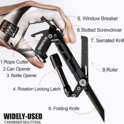 GIRIAITUS Carabiner Multitool 8-in-1 EDC Carabiners Pocket Knife for Camping 2