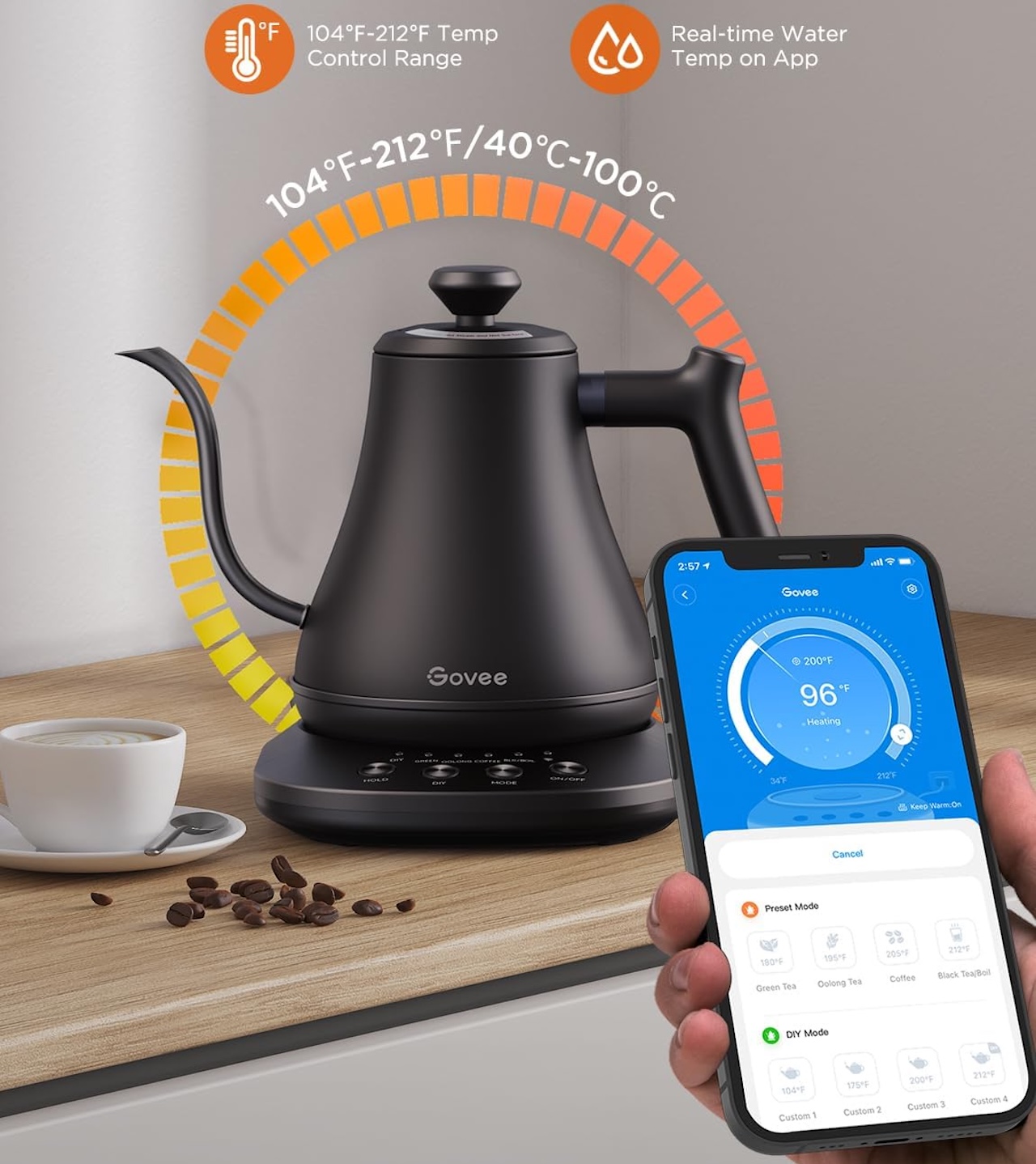 Govee Smart Electric Kettle WiFi Variable Temperature Gooseneck Tea Kettle