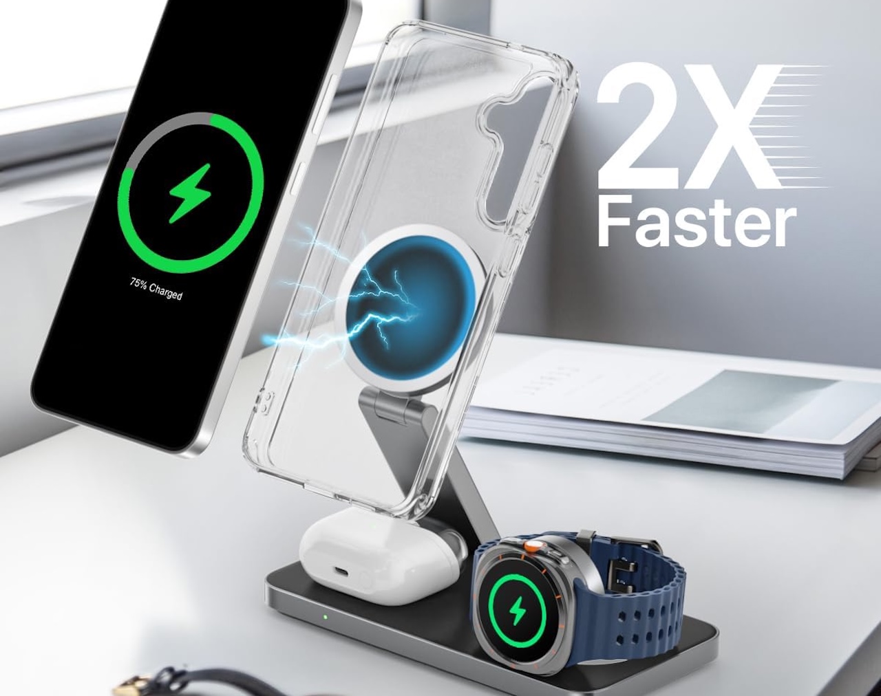 Keepro Qi2 25W Magnetic Wireless Charger for Samsung