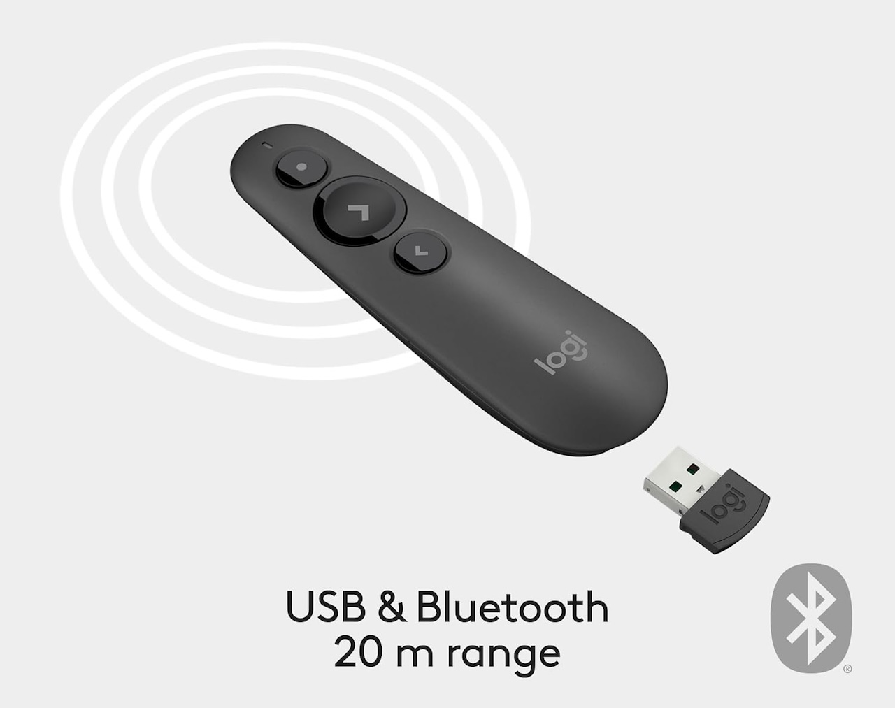 Logitech Wireless Presenter R500s PowerPoint Clicker with Laser Pointer