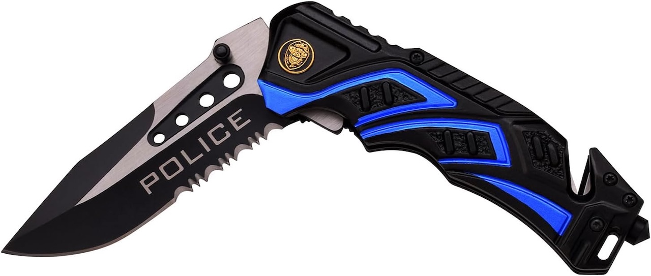 MTECH USA 8 inch Pocket Folding Knife Blade Black Blue