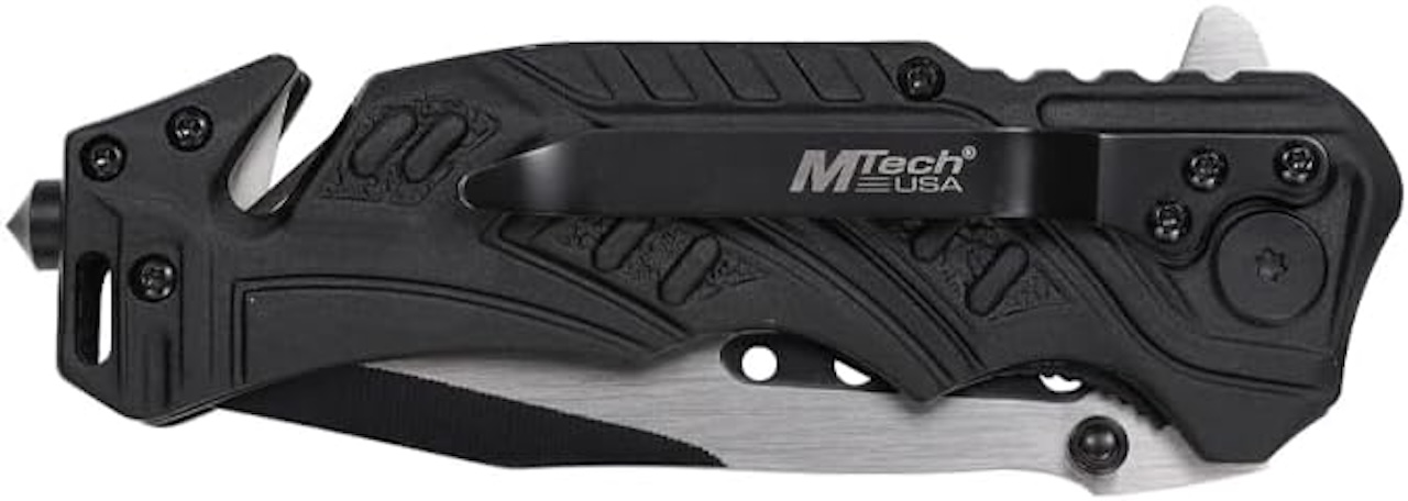 MTECH USA 8 inch Pocket Folding Knife Blade Black White
