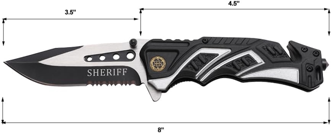 MTECH USA 8 inch Pocket Folding Knife Blade White Black