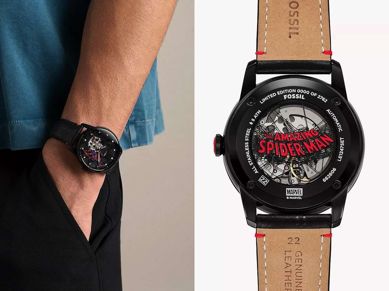 Marvel x Fossil Limited-Edition Spider-Man 42mm Automatic Watch Design