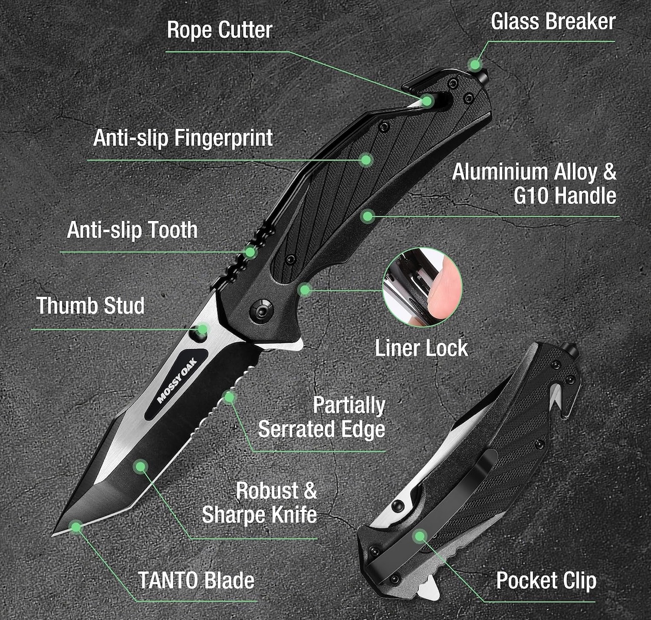 Mossy Oak Folding Pocket Knife Tactical Knife B