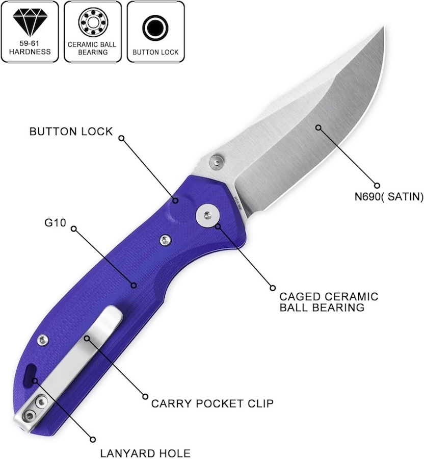 Petrified fish PFE19 Guppy 2.95 N690 Steel Blade Pocket Folding Knife 2