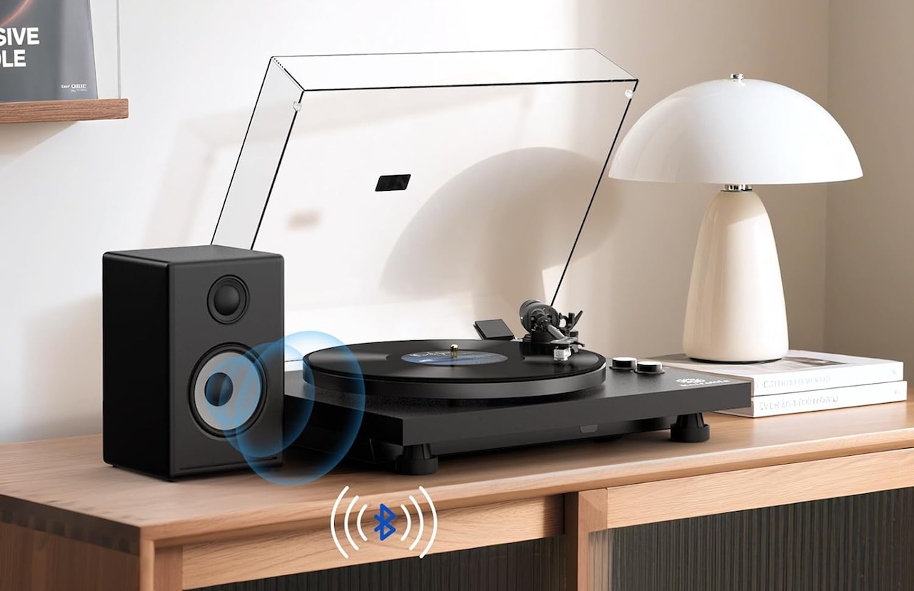 Retrolife Record Player with BT Wireless Out,Black Upgrade Vinyl Turntable