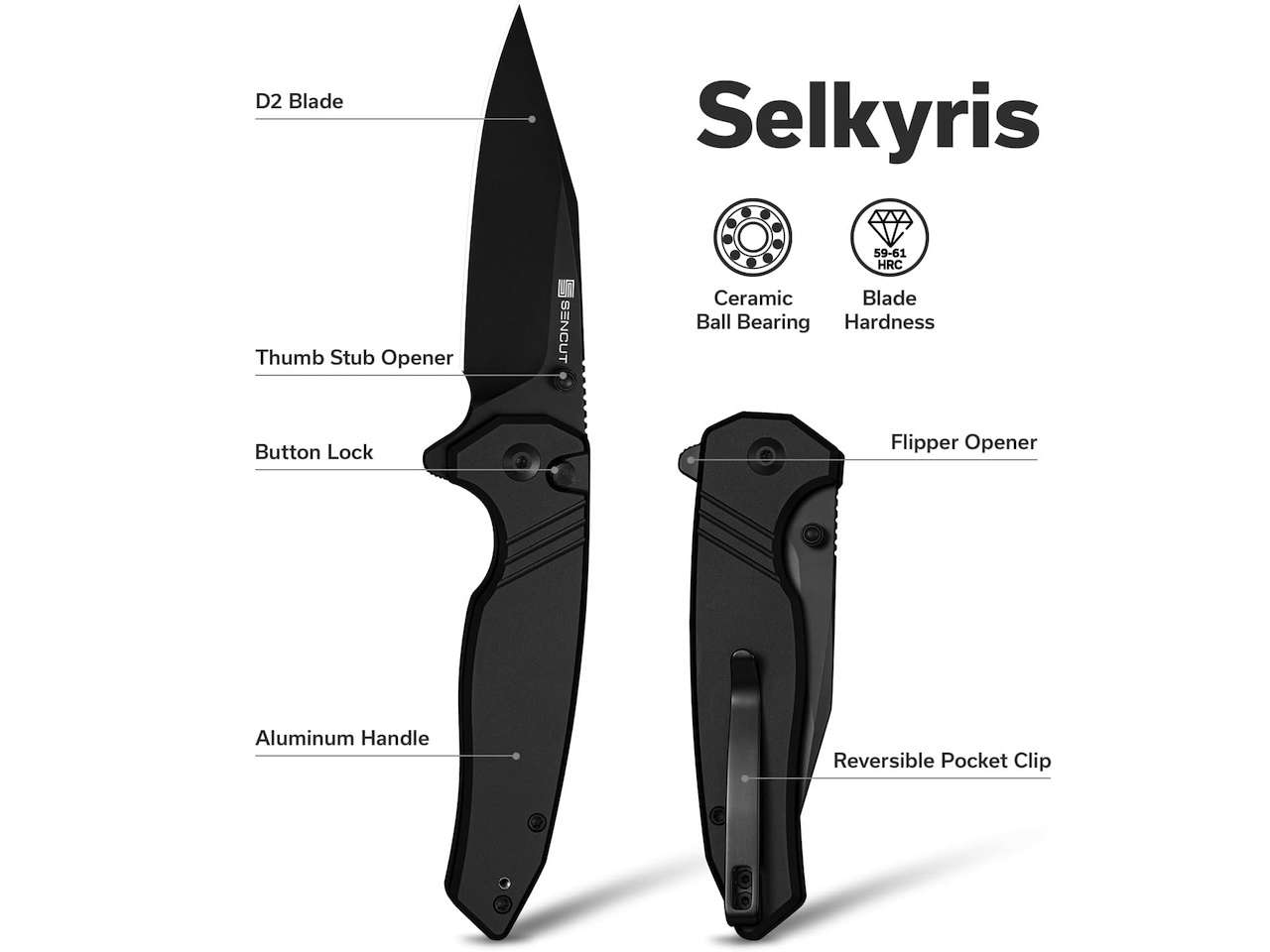 SENCUT Selkyris Button Lock Pocket Knife