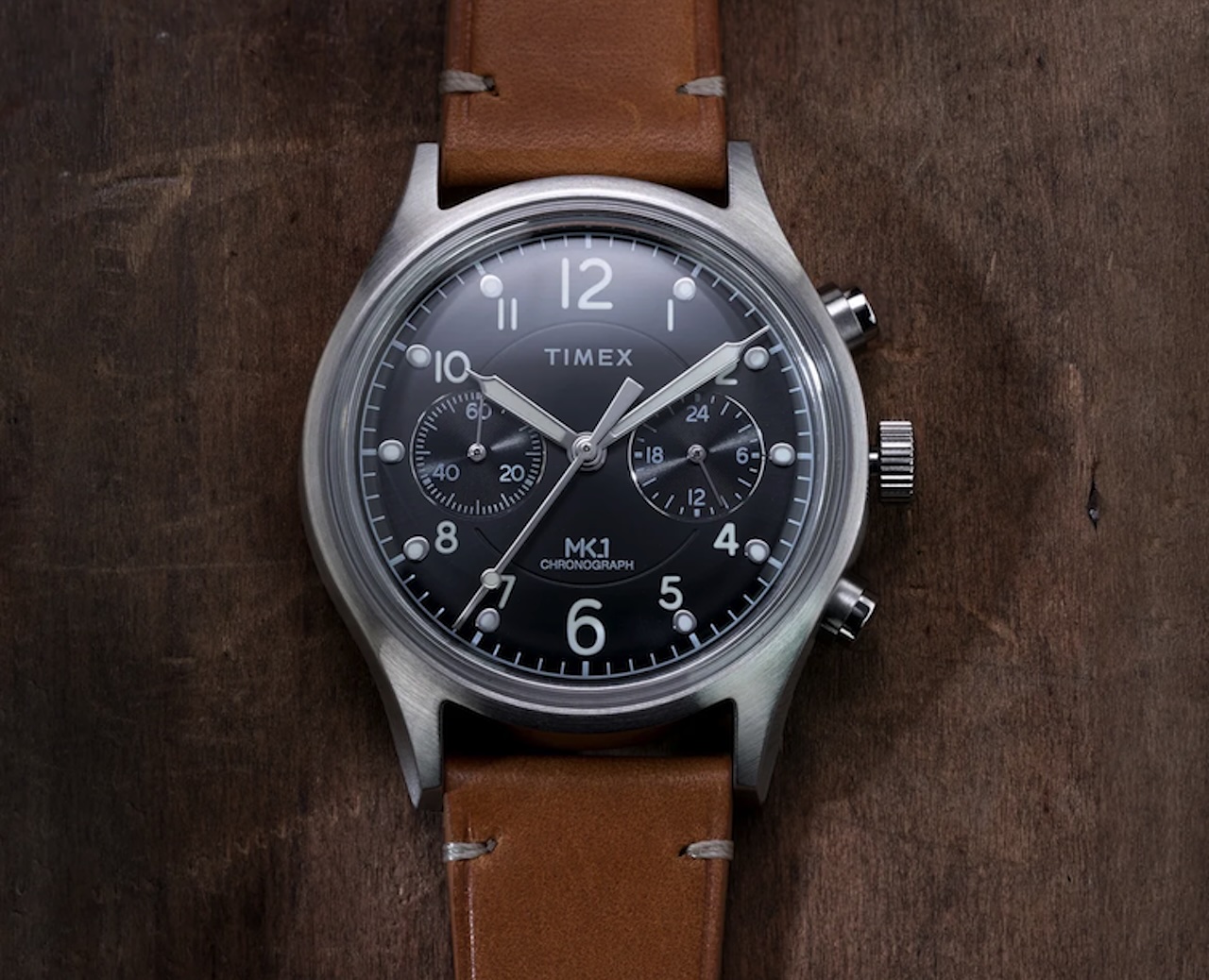 TIMEX MK1 Chronograph 40mm Leather Strap Watch 11