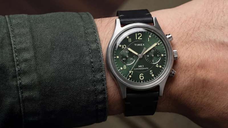 TIMEX MK1 Chronograph 40mm Leather Strap Watch 6