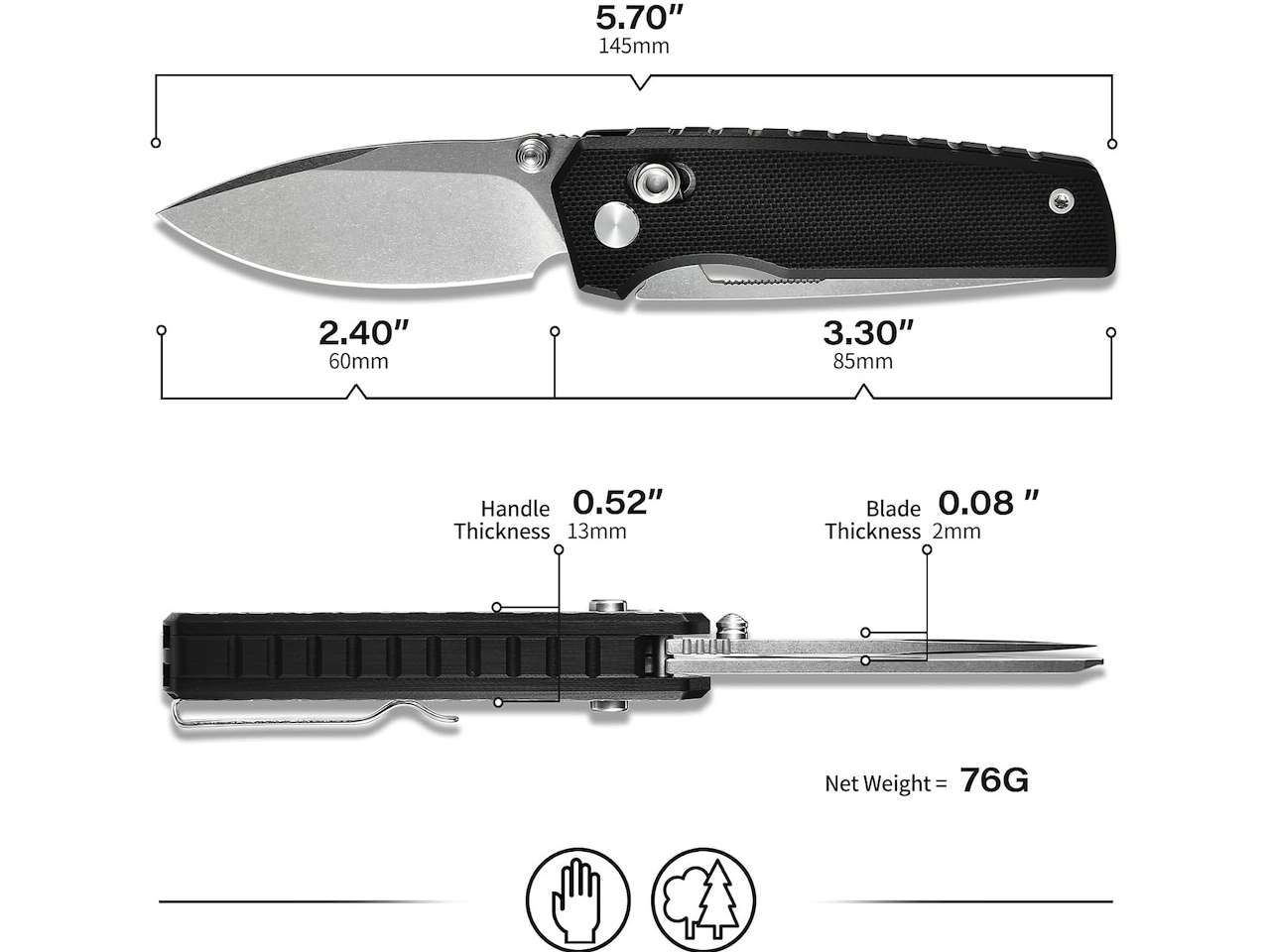 Tacray 5-in-1 Multitool Pocket Knife Measurement