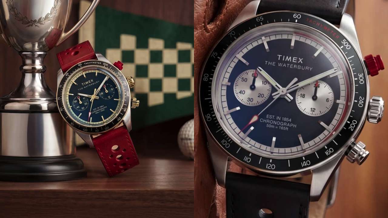 Timex Waterbury Heritage Chronograph 39mm Leather Strap Watch Images