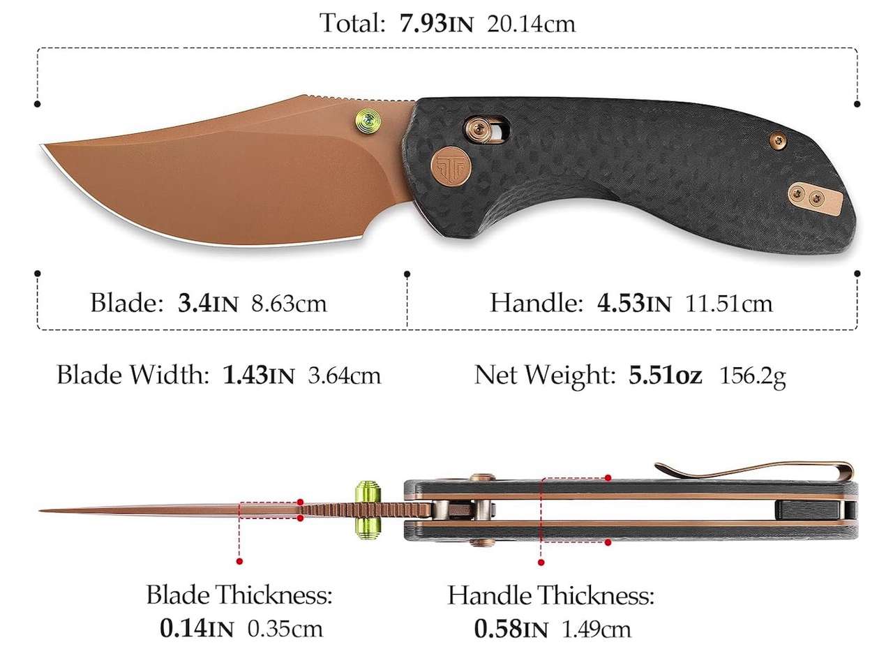 Trivisa Hippo Pocket Knife Rose Gold