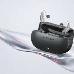 ELEHEAR Beyond2Pro hearing aids positioned in an open charging case.