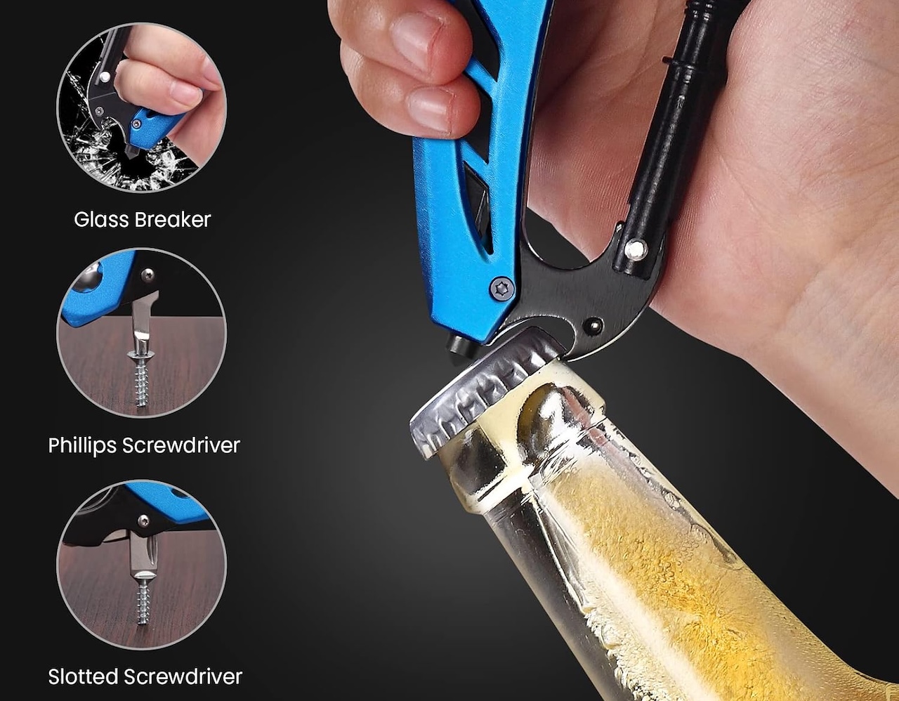 FUNBRO EDC Multitool Carabiner wit