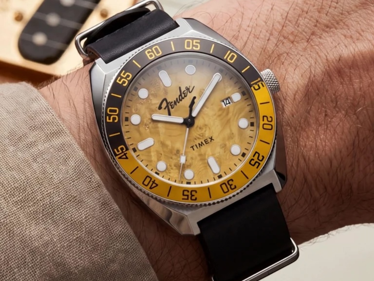 Fender x Timex Automatic 41mm Leather Strap Watch