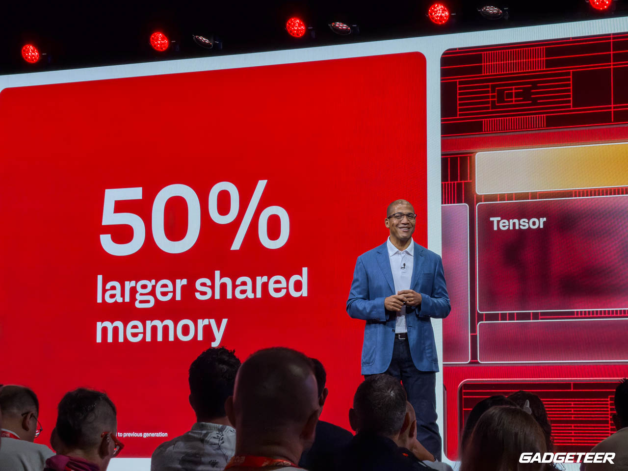 Qualcomm keynote slide describing larger shared memory for the Hexagon NPU