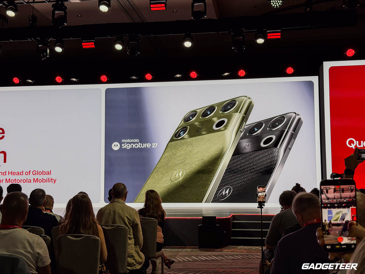 Motorola Signature 27 phones shown in two finishes at Snapdragon Summit 2026
