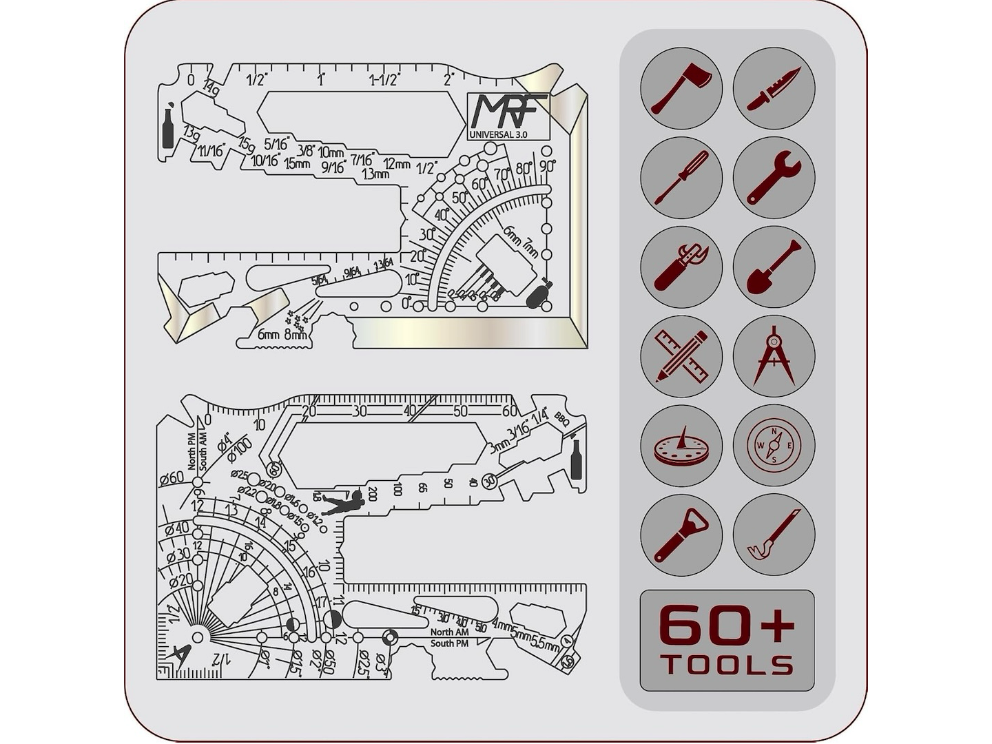 MRF Card Multitools Universal 3.0-60+ Tools Credit Card Multitool