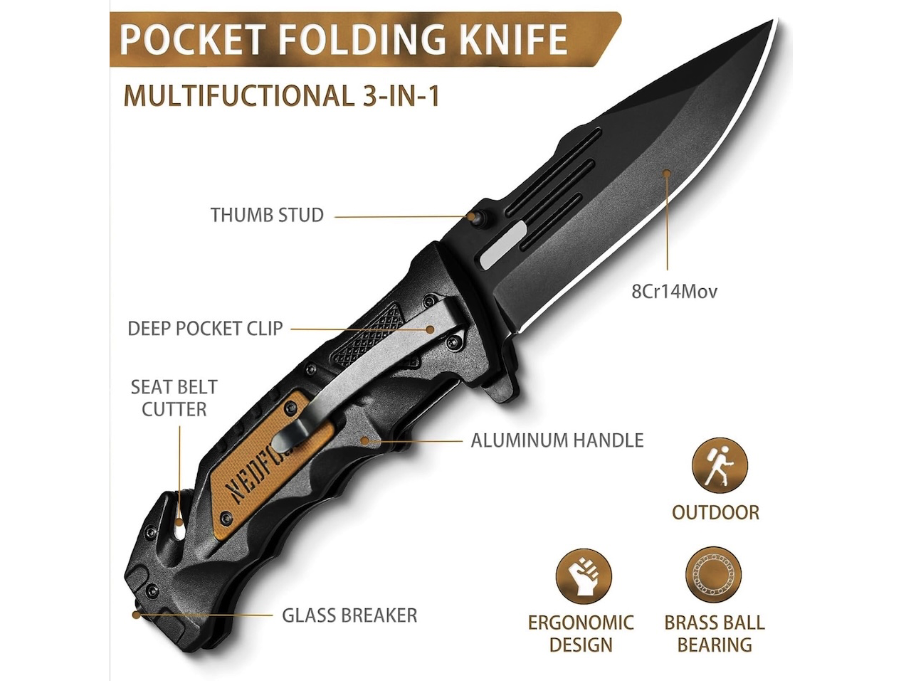 NedFoss Pocket Folding Knife DA75 2
