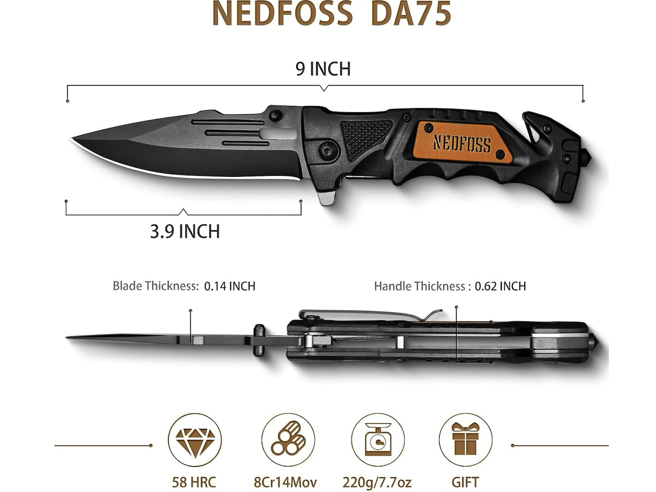NedFoss Pocket Folding Knife DA75 5