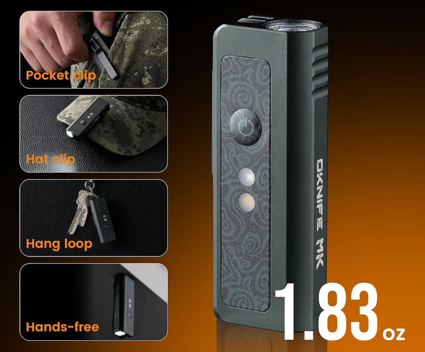 OKNIFE MK EDC Utility Gear with Flashlight, Knife & Screwdriver