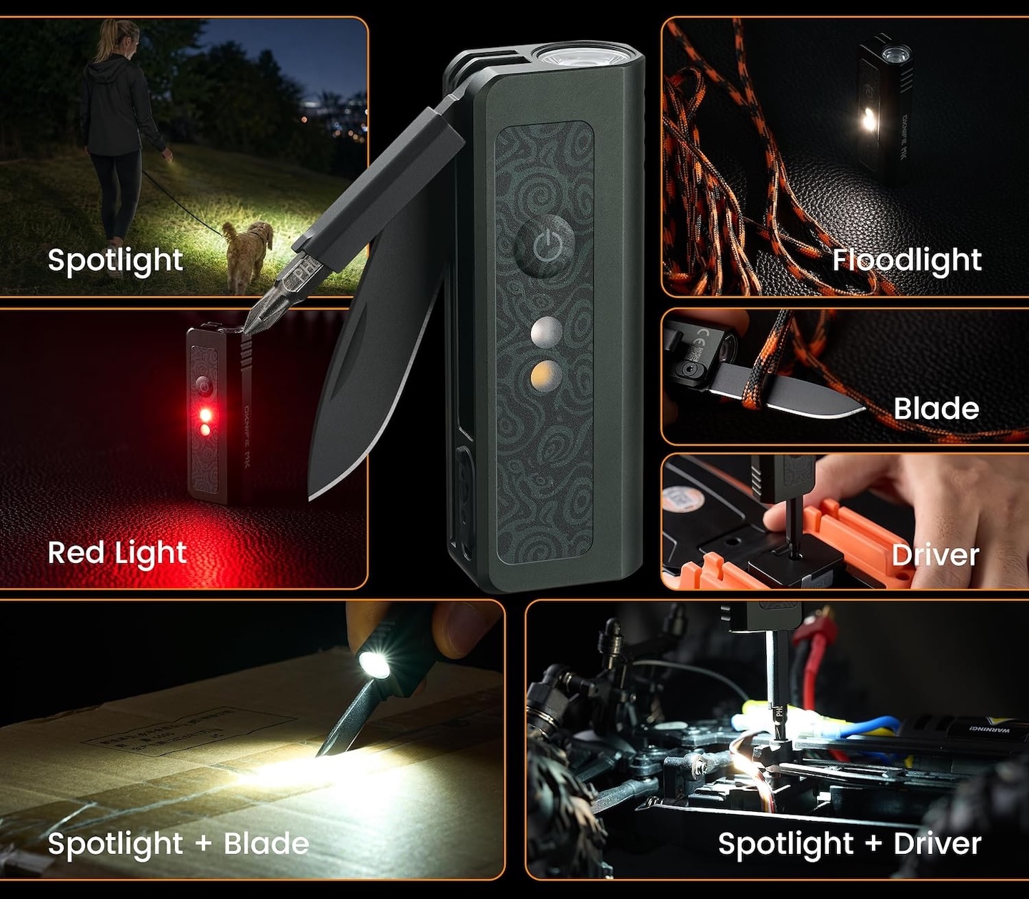 OKNIFE MK EDC Utility Gear with Flashlight, Knife & Screwdriver