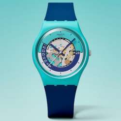 Swatch Round Unisex Casual Watch Bio-sourced Blue Quartz Water Resistant IF NOT Now, When 4