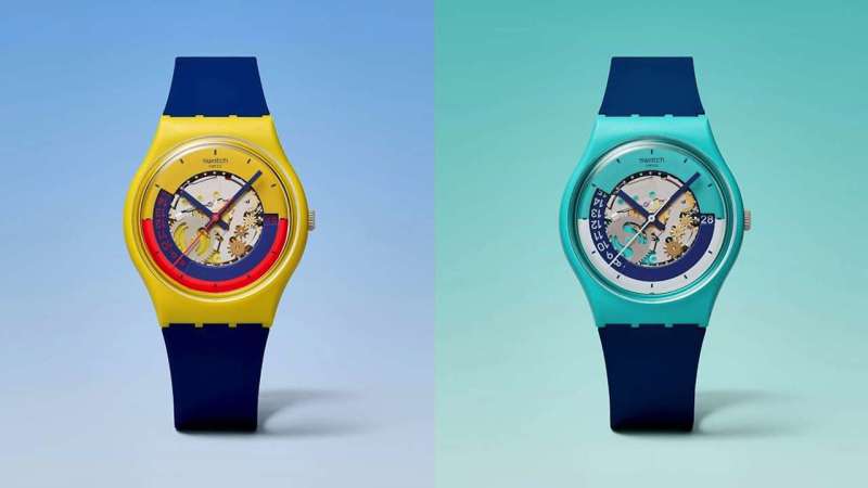 Swatch Round Unisex Casual Watch Bio-sourced Yellow Quartz Water Resistant Timing is Everything 5
