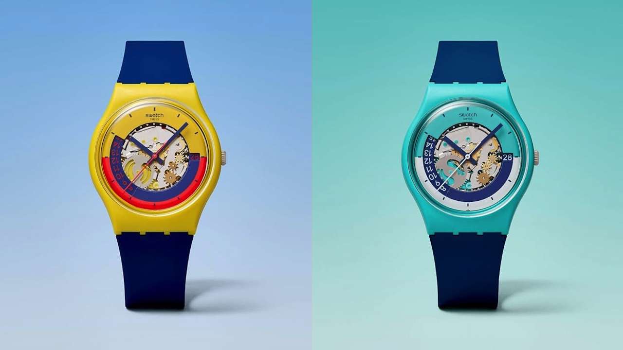 Swatch Round Unisex Casual Watch Bio-sourced Yellow Quartz Water Resistant Timing is Everything 5