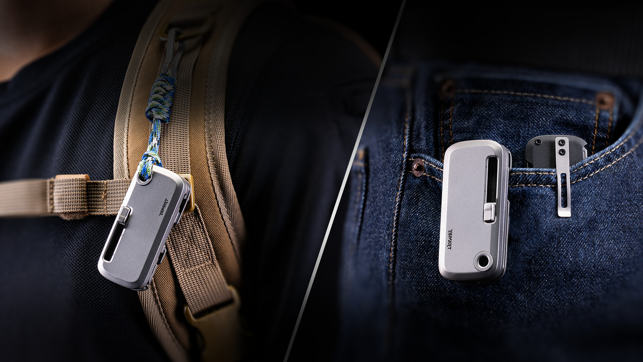 YSMART TOOLT carried on a backpack tether and clipped to a pocket