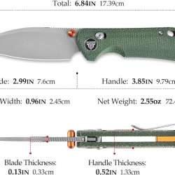 TRIVISA Pocket Knife, 2.99 inch14C28N Blade EDC Knife Otter-GM