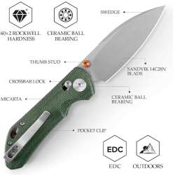 TRIVISA Pocket Knife, 2.99 inch14C28N Blade EDC Knife Otter-GM
