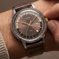 Timex Marlin Quartz GMT 40mm Leather Strap Watch