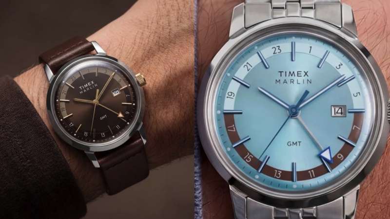Timex Marlin Quartz GMT 40mm Leather Strap Watch