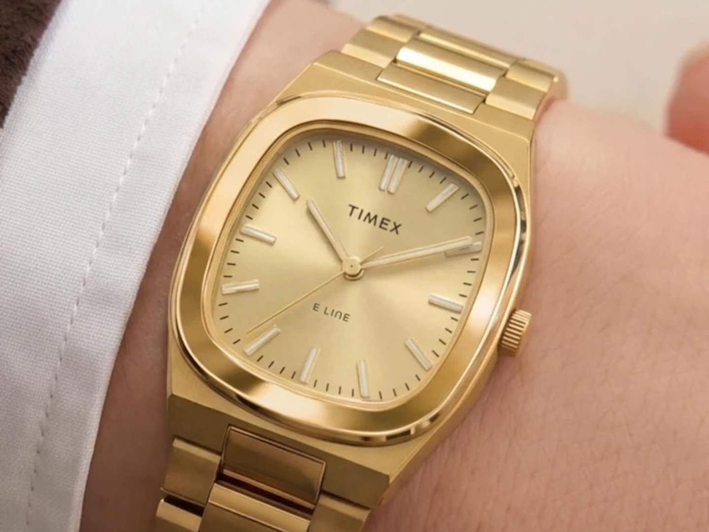 Timex Quartz E Line 30mm Stainless Steel Bracelet Watch Gold