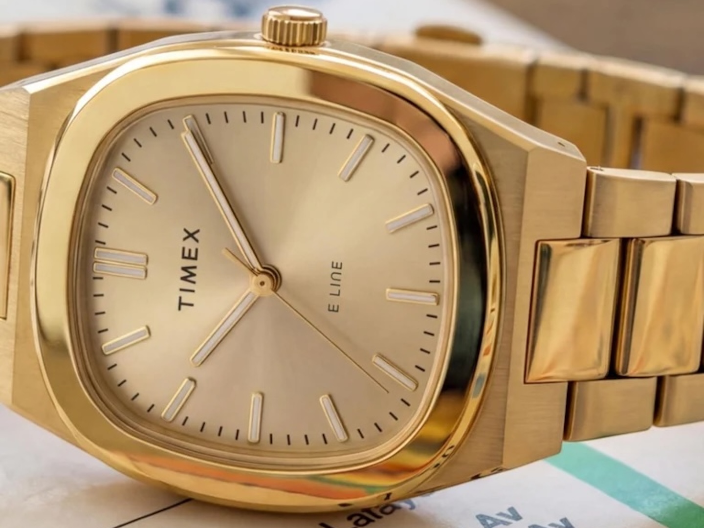 Timex Quartz E Line 30mm Stainless Steel Bracelet Watch Gold