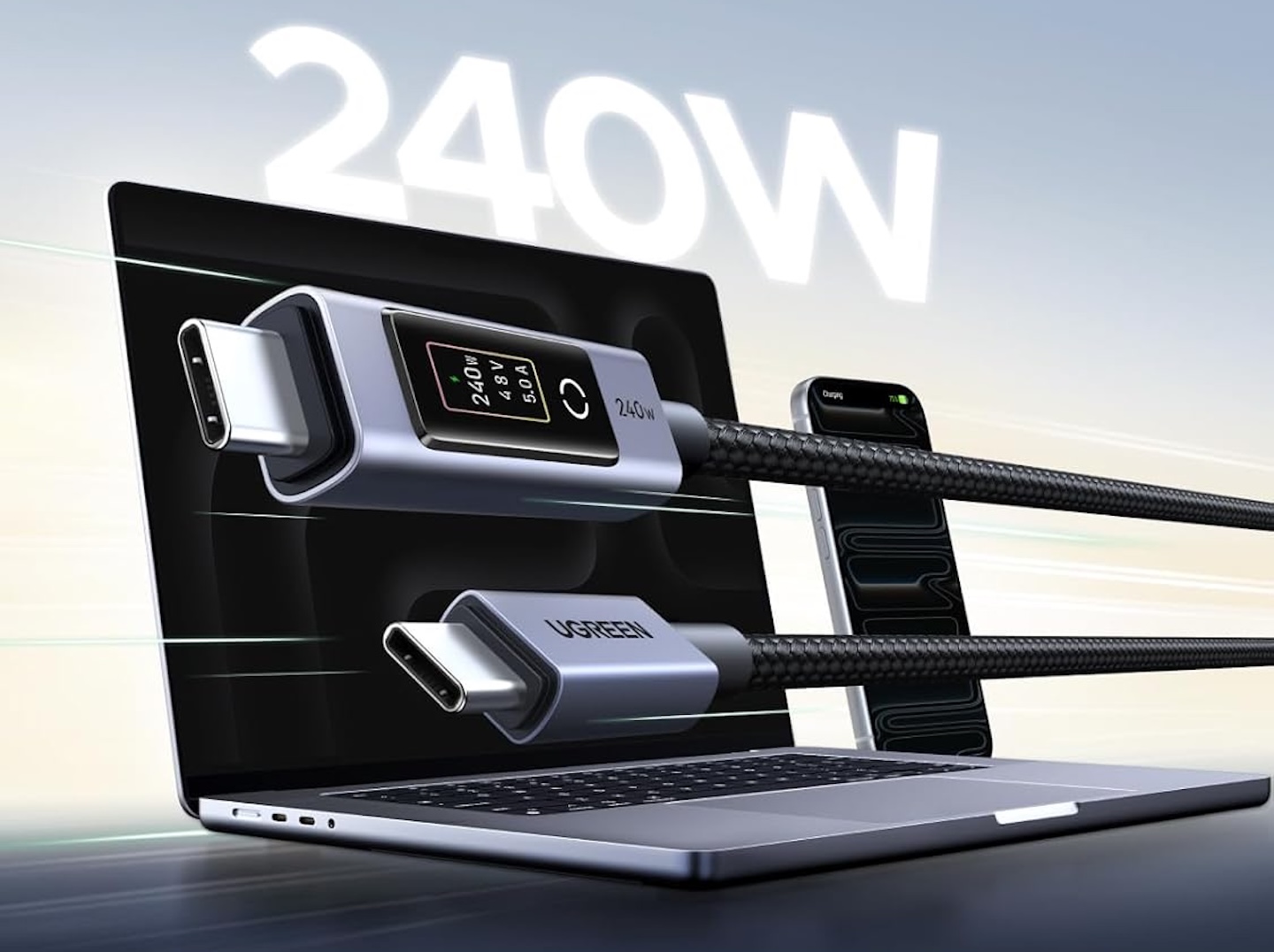 UGREEN Nexode 240W USB-C to USB-C Cable with TFT Smart Display