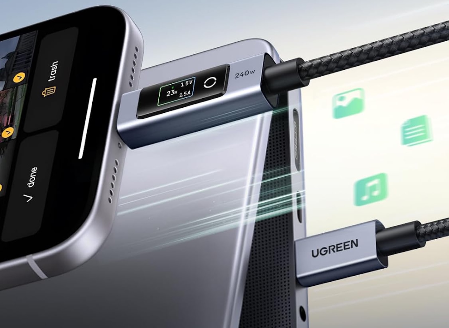 UGREEN Nexode 240W USB-C to USB-C Cable with TFT Smart Display
