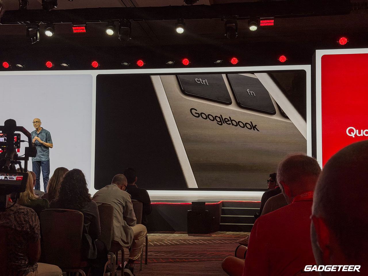 Googlebook branding shown onstage during the Qualcomm Snapdragon Summit keynote
