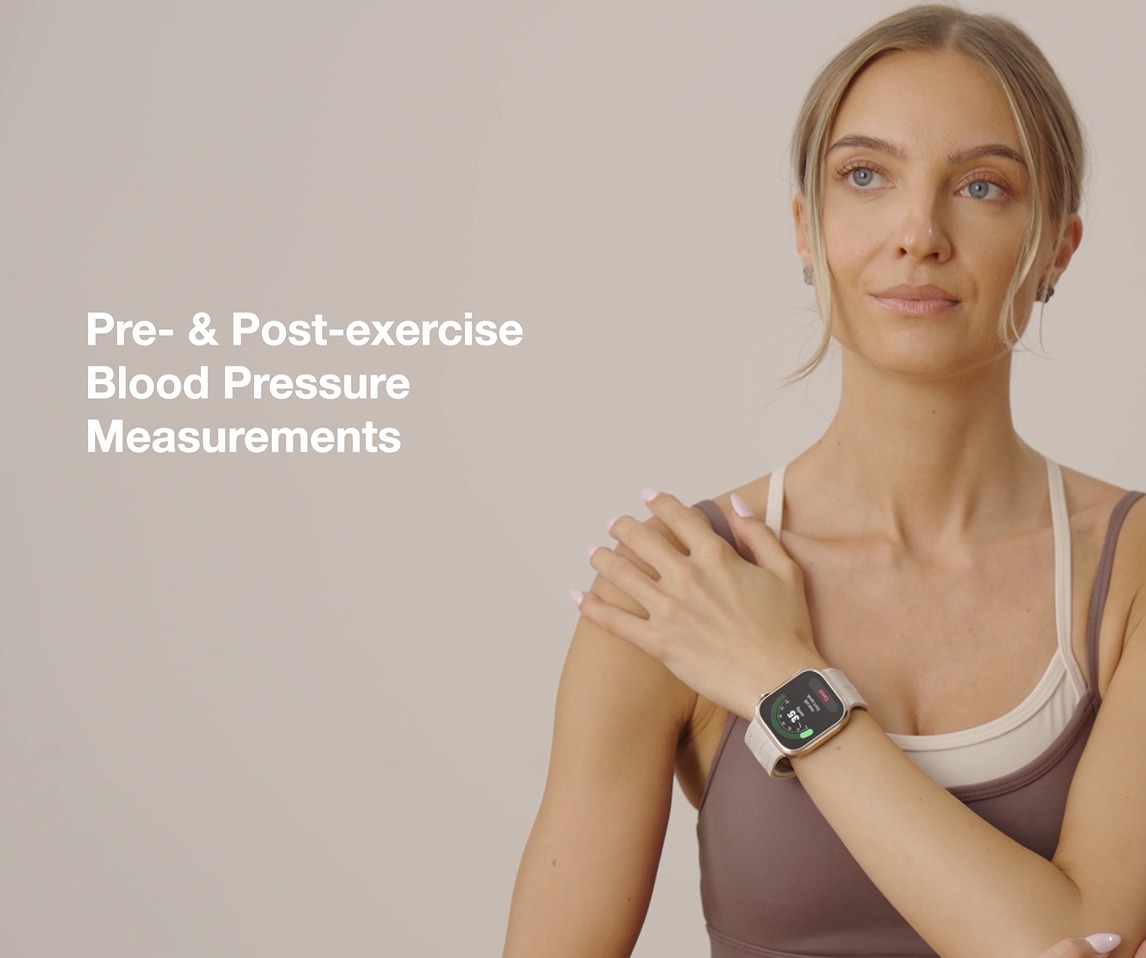 Huawei illustration of pre- and post-exercise blood pressure measurement