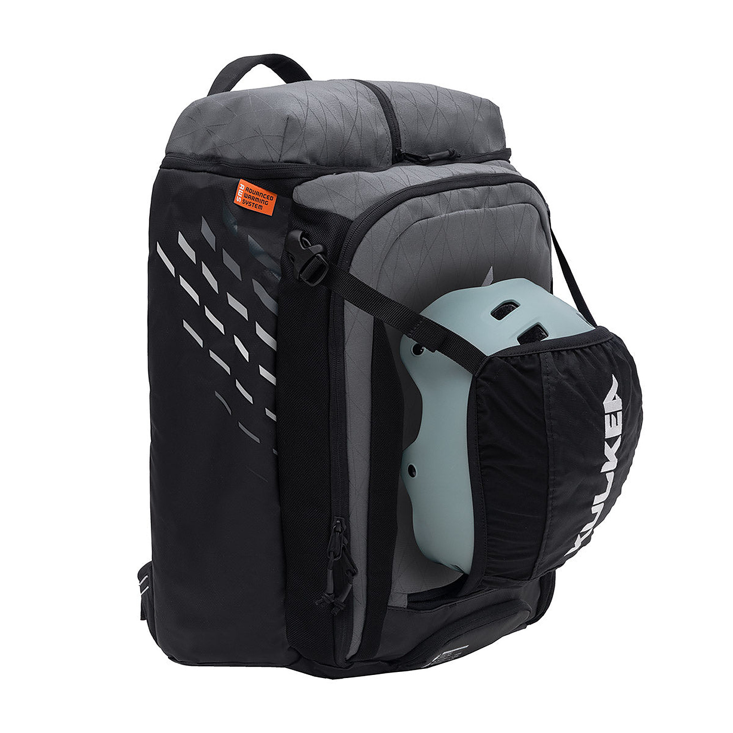 The Thermal Kart backpack with its retractable exterior helmet sling