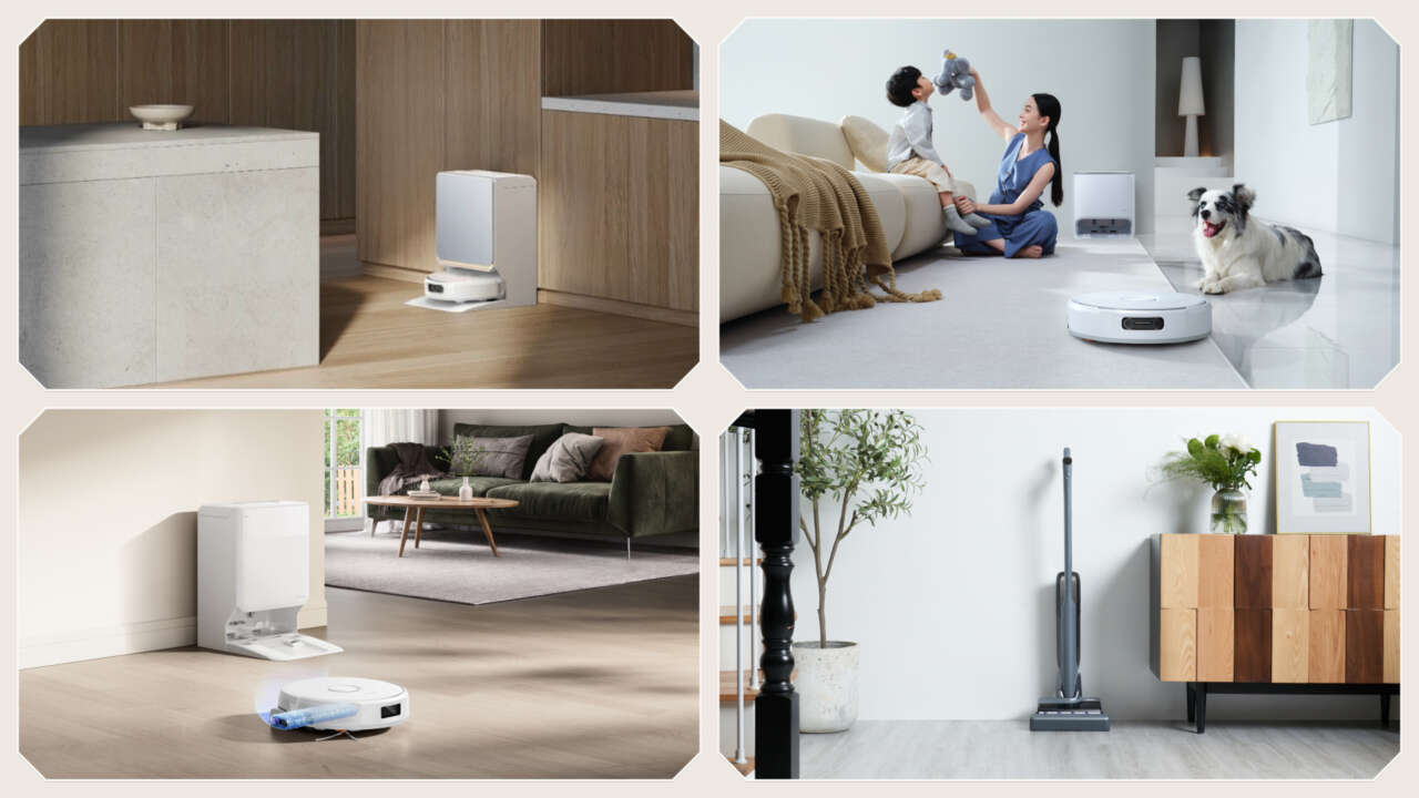 Narwal Flow 2 in white, Freo 20, Freo 20 Edge and S30 Pro in four home settings