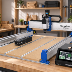 Genmitsu PRONAX Spark CNC router with NAX5 tool changer in an illustrative workshop setting
