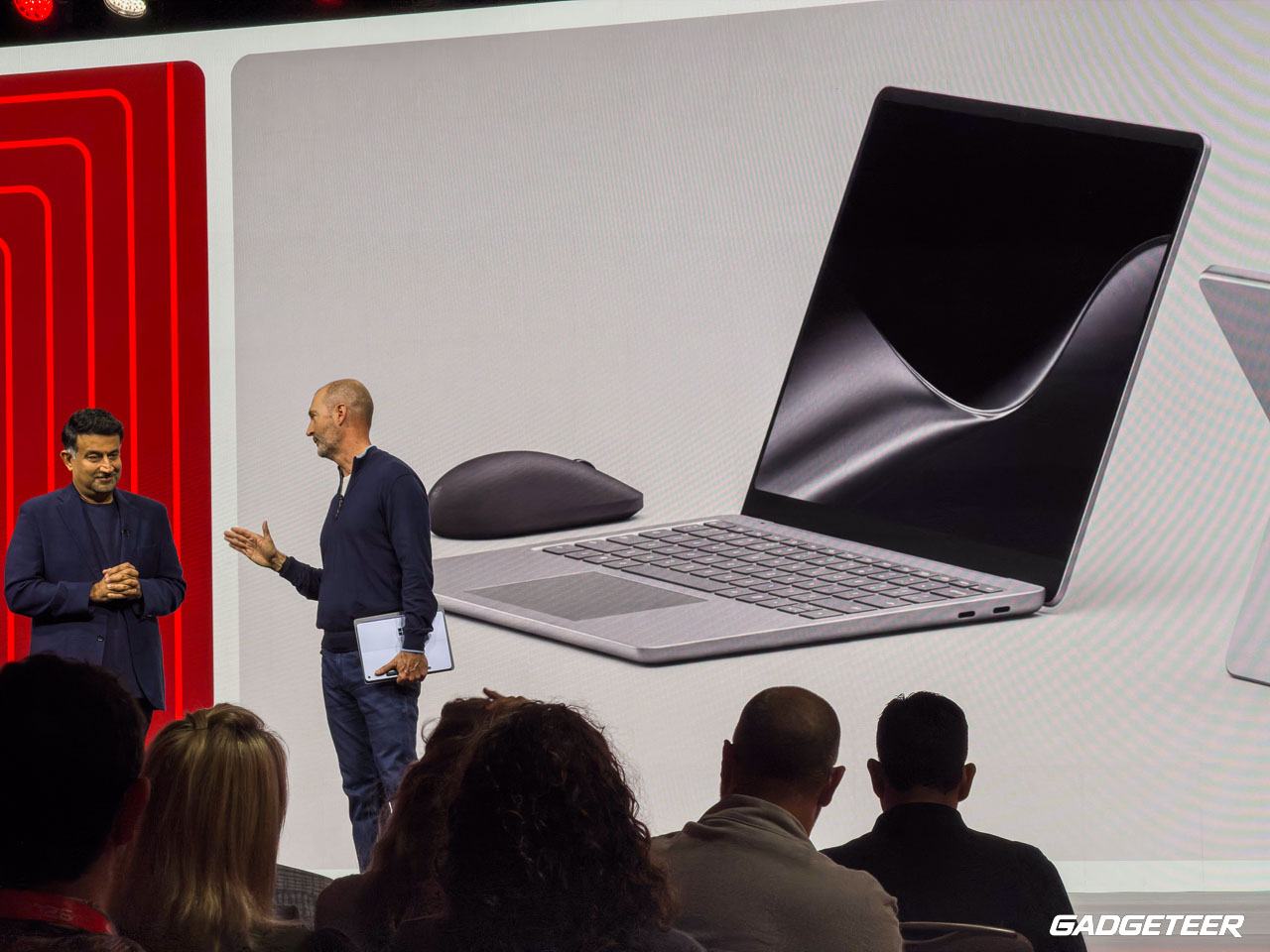 Microsoft's compact Surface Laptop displayed onstage at Snapdragon Summit